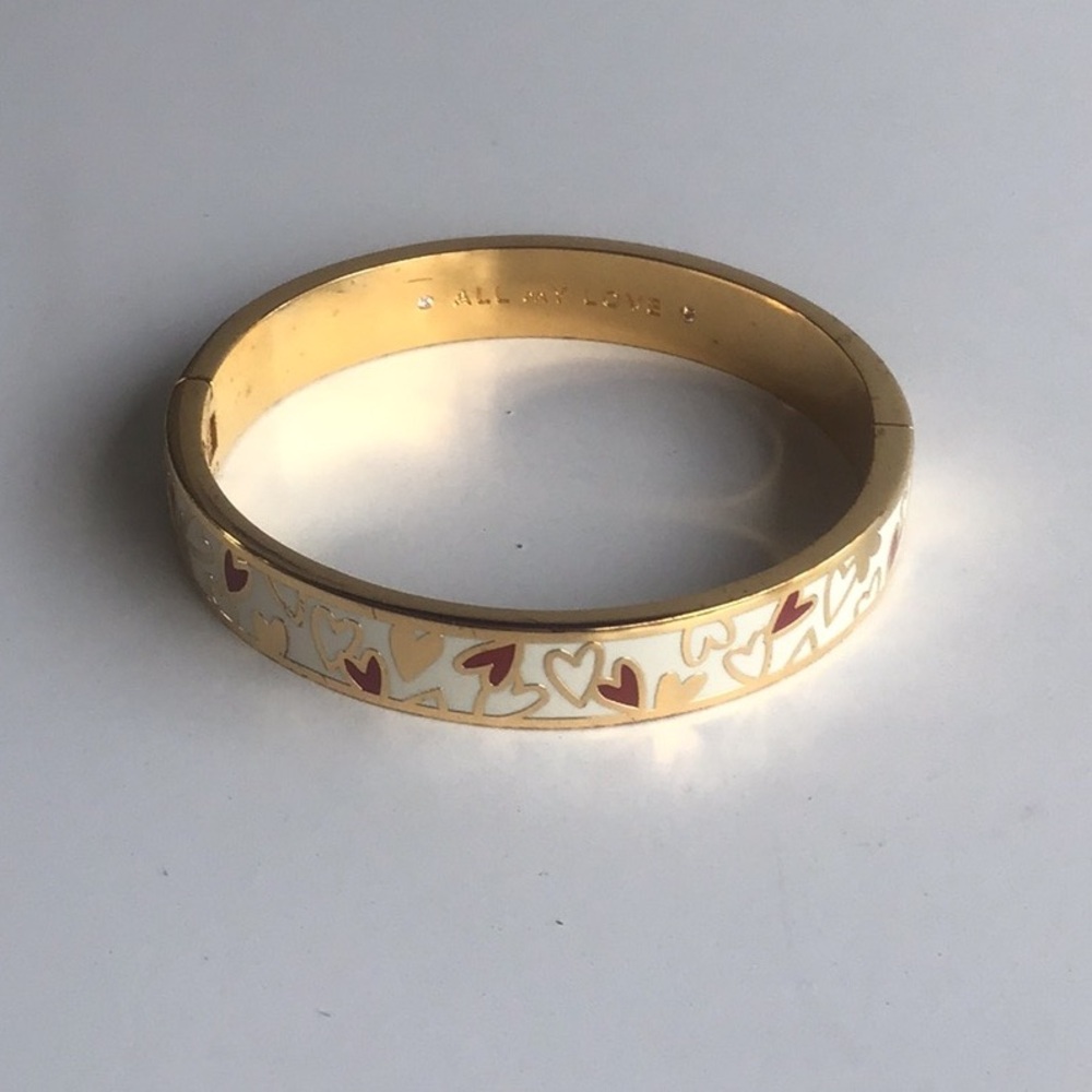 Kate Spade All My Love hearts gold plated Bangle Bracelet Rare - Picture 3 of 16